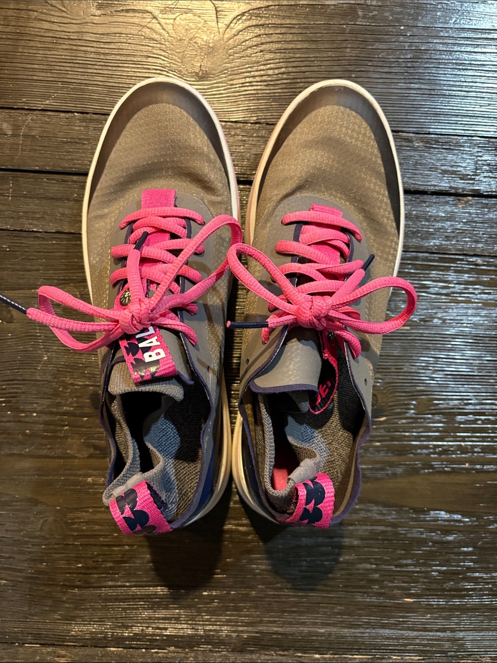 Bala Women's Gray Athletic Shoes with Pink Laces